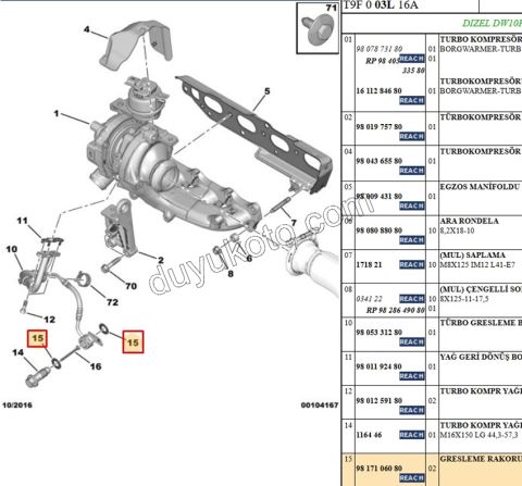 PUL TURBO YAGLAMA BORU X 2AD EXP4 DW10FD