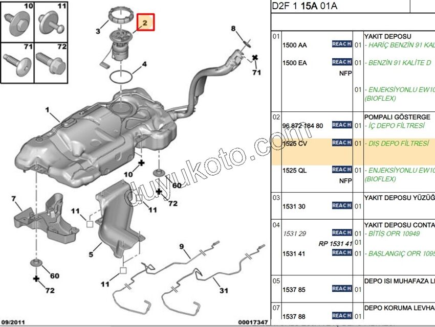 Yakıt Pompa ve Şamandırası (Komple) P407 EW10J4 EW12J4