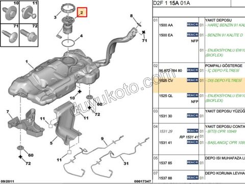 Benzin Pompası ve Şamandırası (Komple) P407 EW10J4 EW12J4