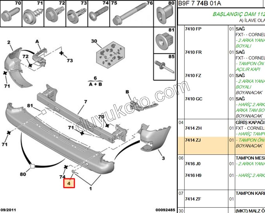 Arka Çeki Demiri Kapağı PRT3 AST+