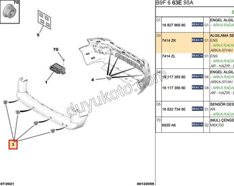 Park Sensörü Çercevesi Arka Takım (4LU) PRT3 SIYAH