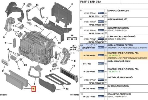 Peugeot 308 3008 Partner Citroen Berlingo Polen Filtresi C4PC DS5 Otomatik Klimalı 2008/2014