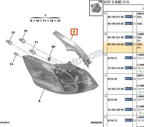Peugeot 301 Stop Lambası Sağ Devre Duyu (Sacı)    2012/2016