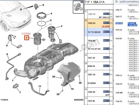 Yakıt Pompa ve Şamandırası (Komple) EM PRT1 P206 XP1 TU3 TU5 1.6İ 16V Benzinli