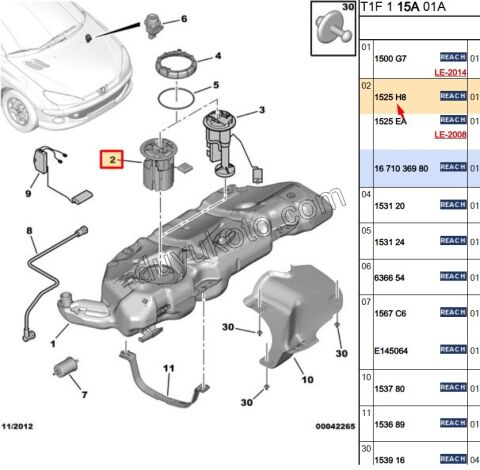 Benzin Pompası ve Şamandırası (Komple) EM PRT1 P206 XP1 TU3 TU5 1.6İ 16V Benzinli