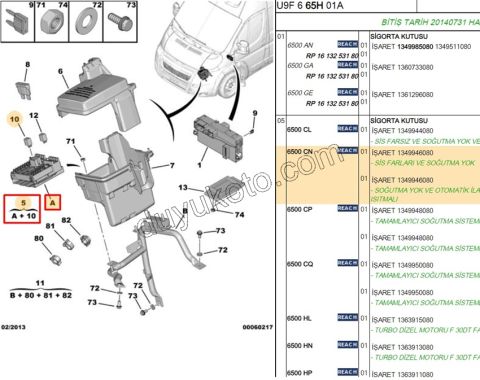 Motor İçi Sigorta Kutusu  BXR31 DCT31 SIS+ Klimasız