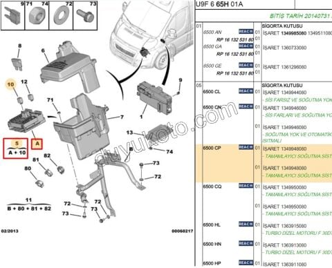 Motor İçi Sigorta Kutusu  BXR31 DCT31 Klimalı