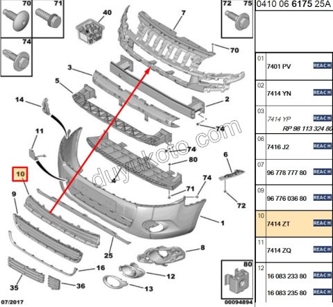Ön Tampon Izgarası Üst BR3 13CM