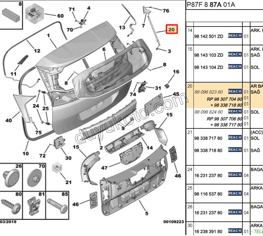 BAGAJ AMORTISOR R P50082 ELEK+