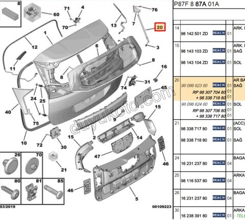 BAGAJ AMORTISOR R P50082 ELEK+
