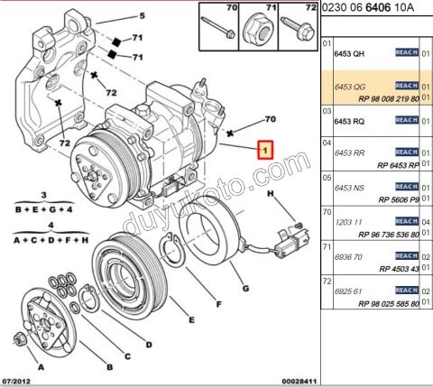 Klima Kompresörü FRN PBP C2 C3 C32 1.4HDİ Euro4 02/11 1.6HDİ Euro4 05/11