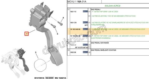 PEDAL GAZ PBP 1.3HDI EURO5