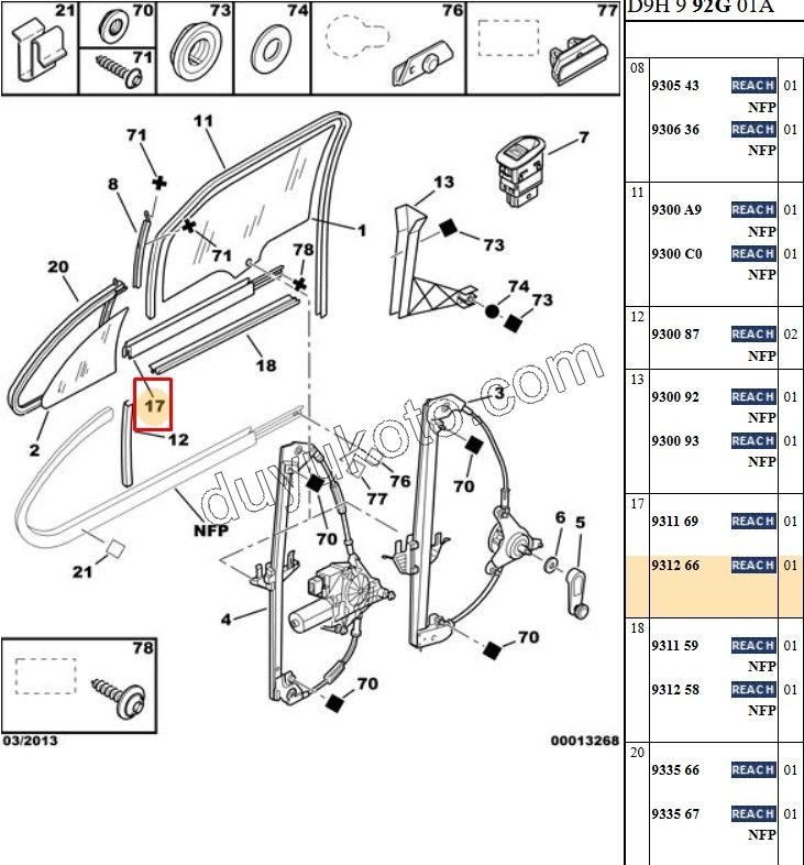 Arka Kapı Camı Sağ Dış Sıyırıcı Fitil P406