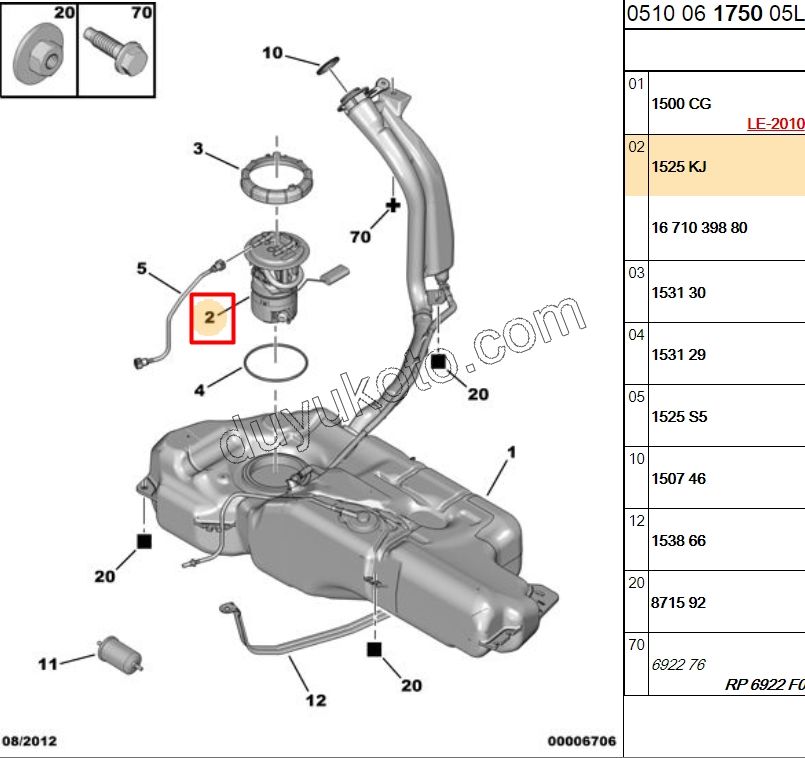 Benzin Pompası ve Şamandırası (Komple) P307 1.6İ 16V Benzinli