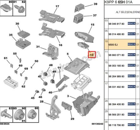 BEYIN MOTOR ICI SIGORTA KUTU YAN P301 1.6HDİ Euro5