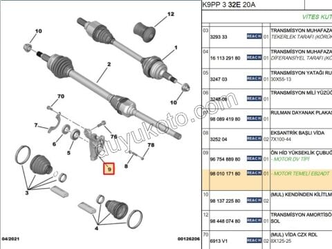 2019> Partner Rifter Berlingo Combo Doblo Proace City TAKOZ MOTOR ALT R AKS TASIYICI EB2 C4PC2