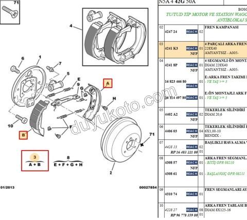 Arka Fren Balatası Takım P306