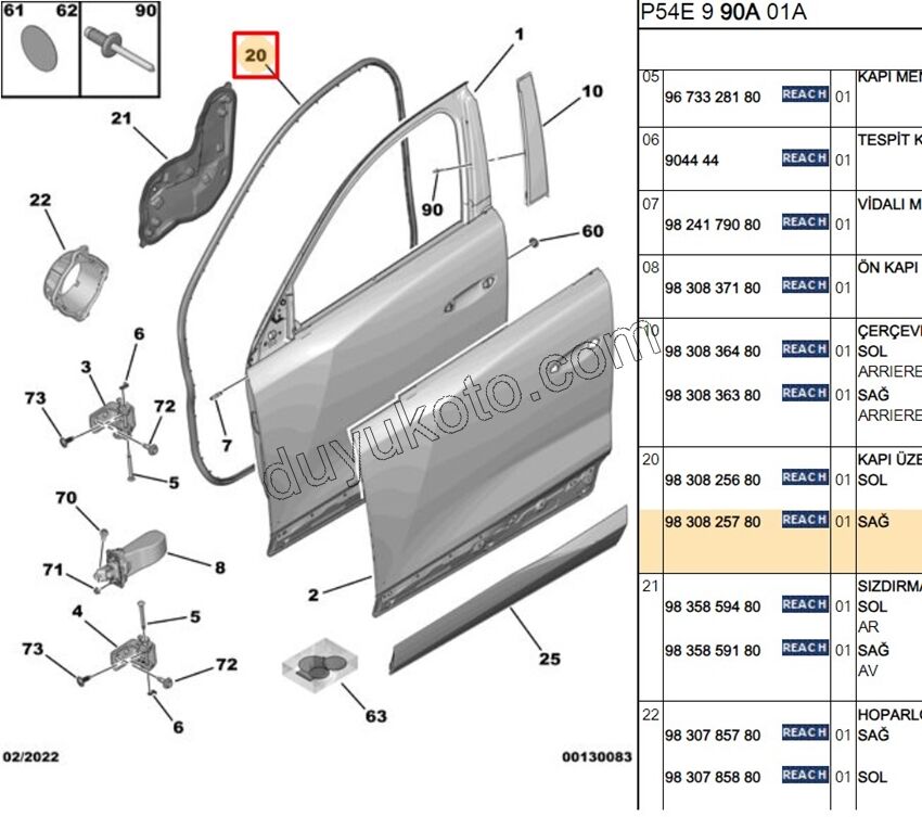 Ön Kapı Fitili Sağ P408