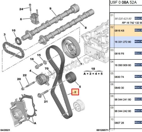 Eksantrik/Triger Kayışı BXR3 DW10FUE DW10C