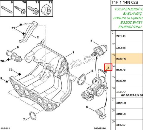 Gaz Kelebeği TU3JP P106 P206 Plastık