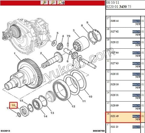 Aks Mili Sol  Keçe Otomatik Vites (AL4)  P106