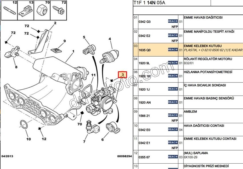 Gaz Kelebeği (KOMPLE) TU3JP Plastık