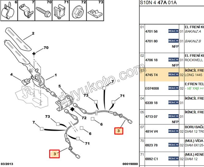 El Fren Teli Sağ/Sol P106 KAMPANA