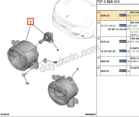 Peugeot 301 308 Partner Expert Citroen Celysee C4 DS4 Jumpy Fiat Scudo Sis Farı Ampülü H11 2008/2024