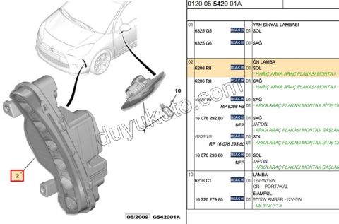 DS3 Automobiles LED GUNDUZ FAR ON TAMPON L 2012/2016