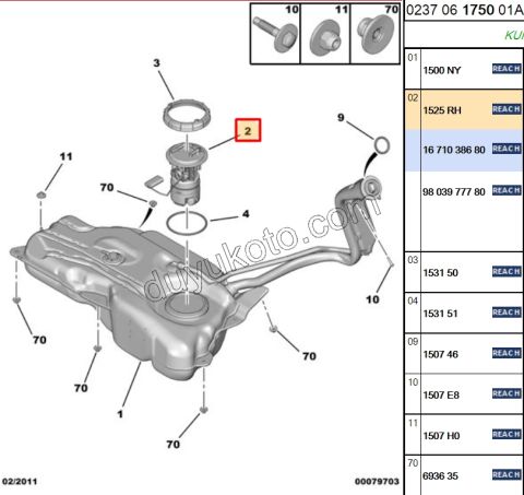 Benzin Pompası ve Şamandırası (Komple) DEPO 1.4VTI 95HP 1.6VTi 120HP C33 DS3
