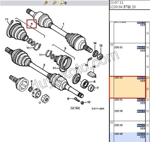 Aks Mili Dış Körüğü (Teker Tarafı)   BX ZX C15