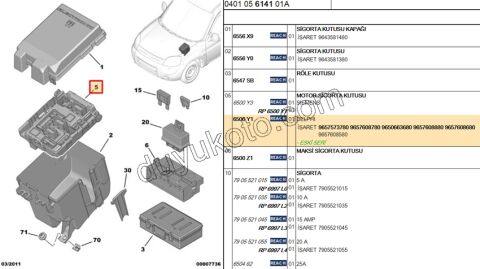 Partner Berlingo Peugeot 206 307Motor İçi Sigorta Kutusu