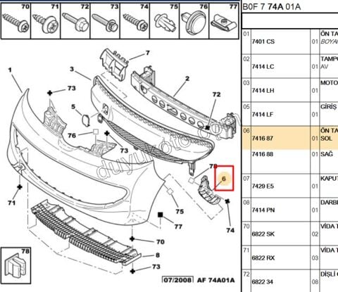 Ön Tampon Bağlantı Ayak Sol Yan P107