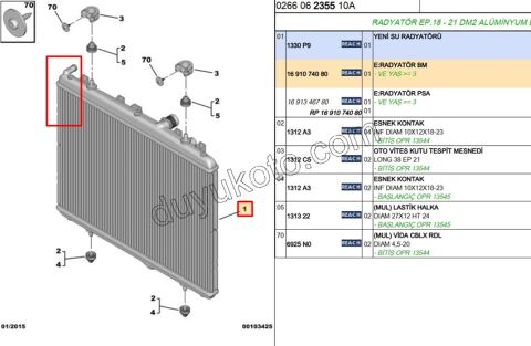 Motor Su Radyatörü P301 P207 1.6HDİ Euro4,Euro5/1.5HDİ Euro6/1.6VTi 120HP