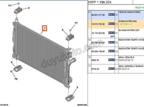 Motor Su Radyatörü 1.2VTI 82HP PRT4 P3082 C4PC2