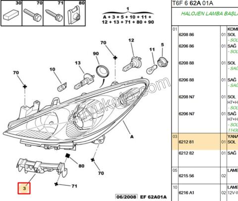 Peugeot 307 Ön Tampon Bağlantı Ayak Far ALTI Sol 2006/2008