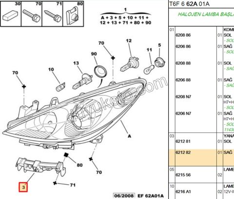 Peugeot 307 Ön Tampon Bağlantı Sağ Alt Far Ayağı 2006/2008