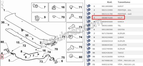 KILIT MOTOR KAPUT PRT4 CMBE DB4