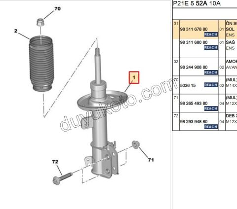 Ön Sol Amortisör P2082 EB2