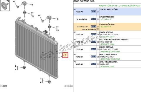 Motor Su Radyatörü P301 P207 1.6HDİ Euro4,Euro5/1.5HDİ Euro6/1.6VTi 120HP