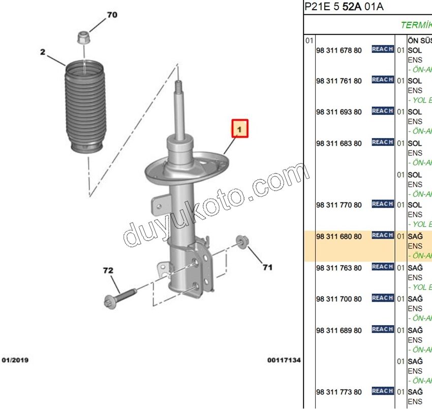 Ön Sağ Amortisör P2082 EB2