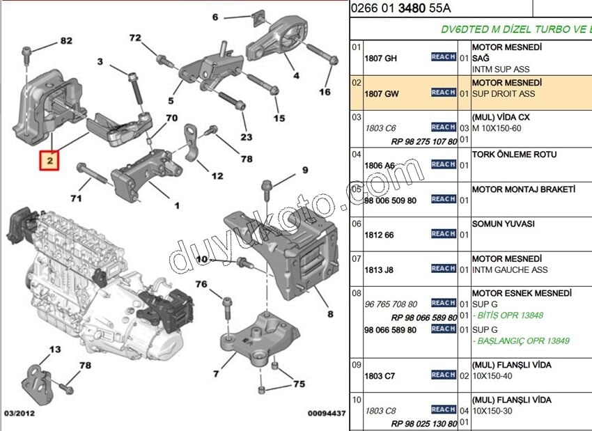 TAKOZ MOTOR UST R 1.6HDİ Euro4 P207 P2081 P301 P20081
