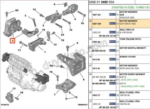 TAKOZ MOTOR UST R 1.6HDİ Euro4 P207 P2081 P301 P20081