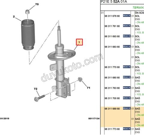 Ön Sağ Amortisör P2082 EB2