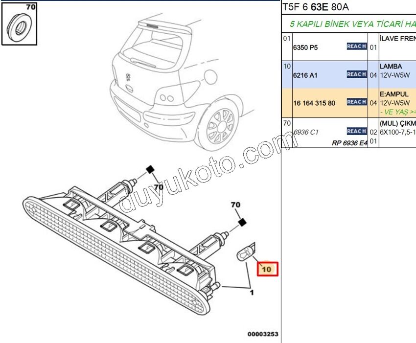 Park Ampülü T10 Dipsiz 5W 12V