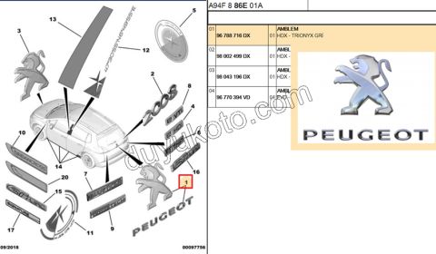 YAZI ARKA PEUGEOT + ASLAN P20081
