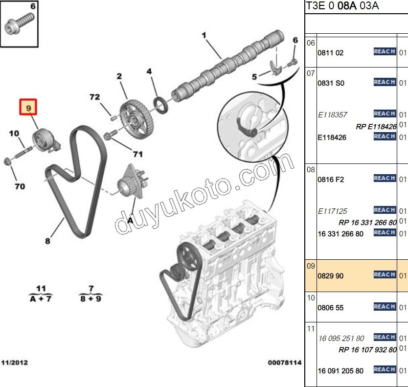 Eksantrik/Triger Gergi Rulmanı YM TU3A TU3JP