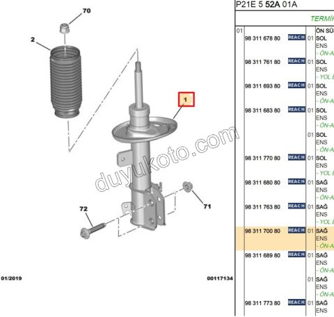Ön Sağ Amortisör P2082 EB2