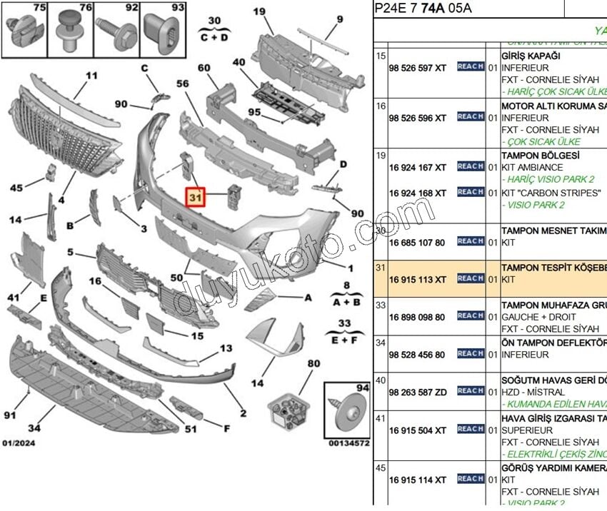 AYAK ON TAMPON ORTA BRAKET P20082MQ 3LED