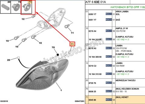 SOMUN STOP ARKA PLASTIK PRT1 PRT2 P106 P206 P306